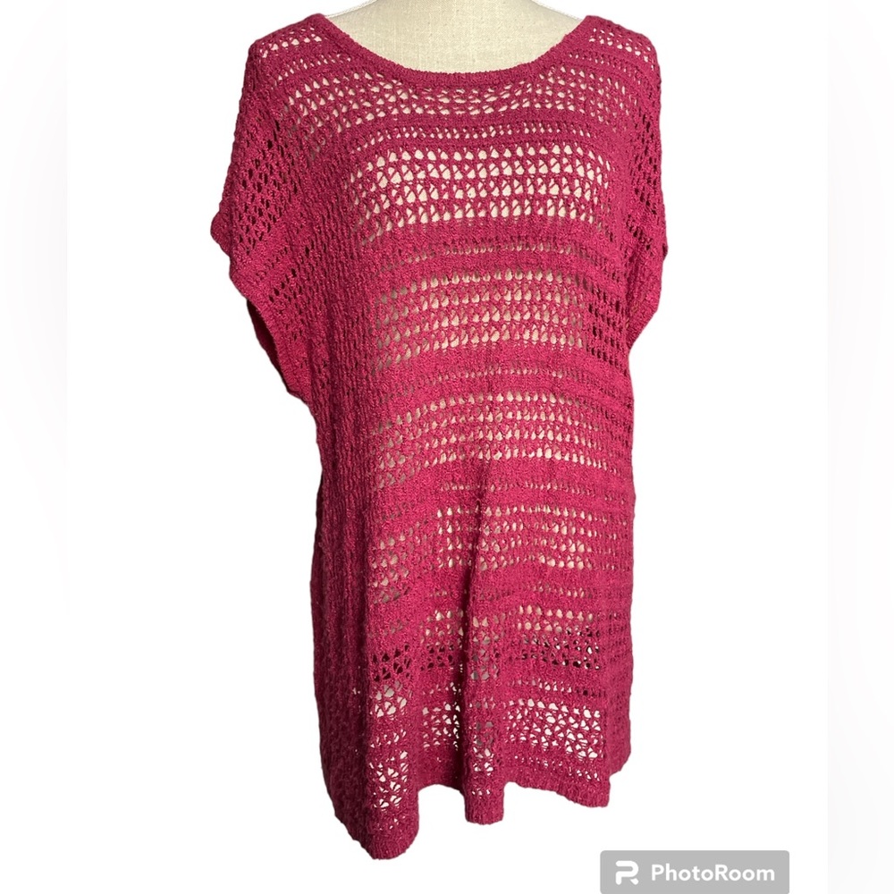 Faded Glory Knit Short Sleeve Magenta Pink Sweater